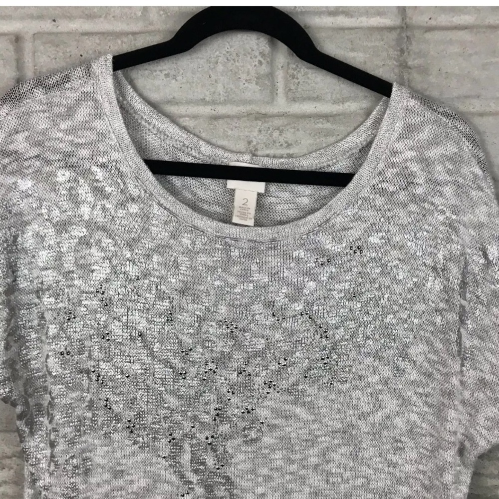 Chico’s Open Knit Embellished Top - Picture 4 of 11